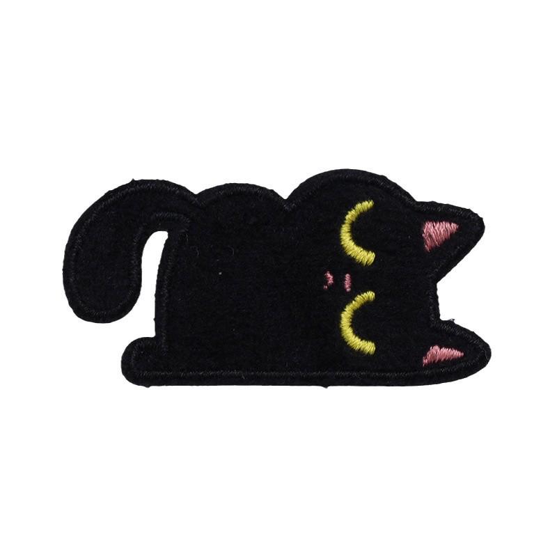 Black Cat Self-Adhesive Patch: No-Sew, No-Iron Seamless Plush Embroidery for Jacket Repair