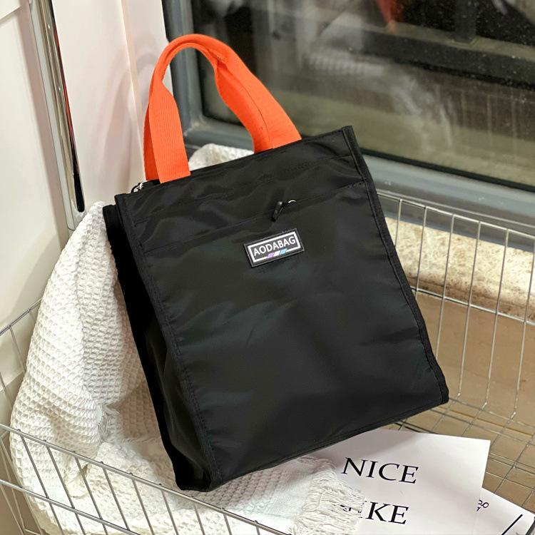 New large contrasting color portable lunch box bag, student carry bento bag at work, make-up bag, file bag, hand carry mommy