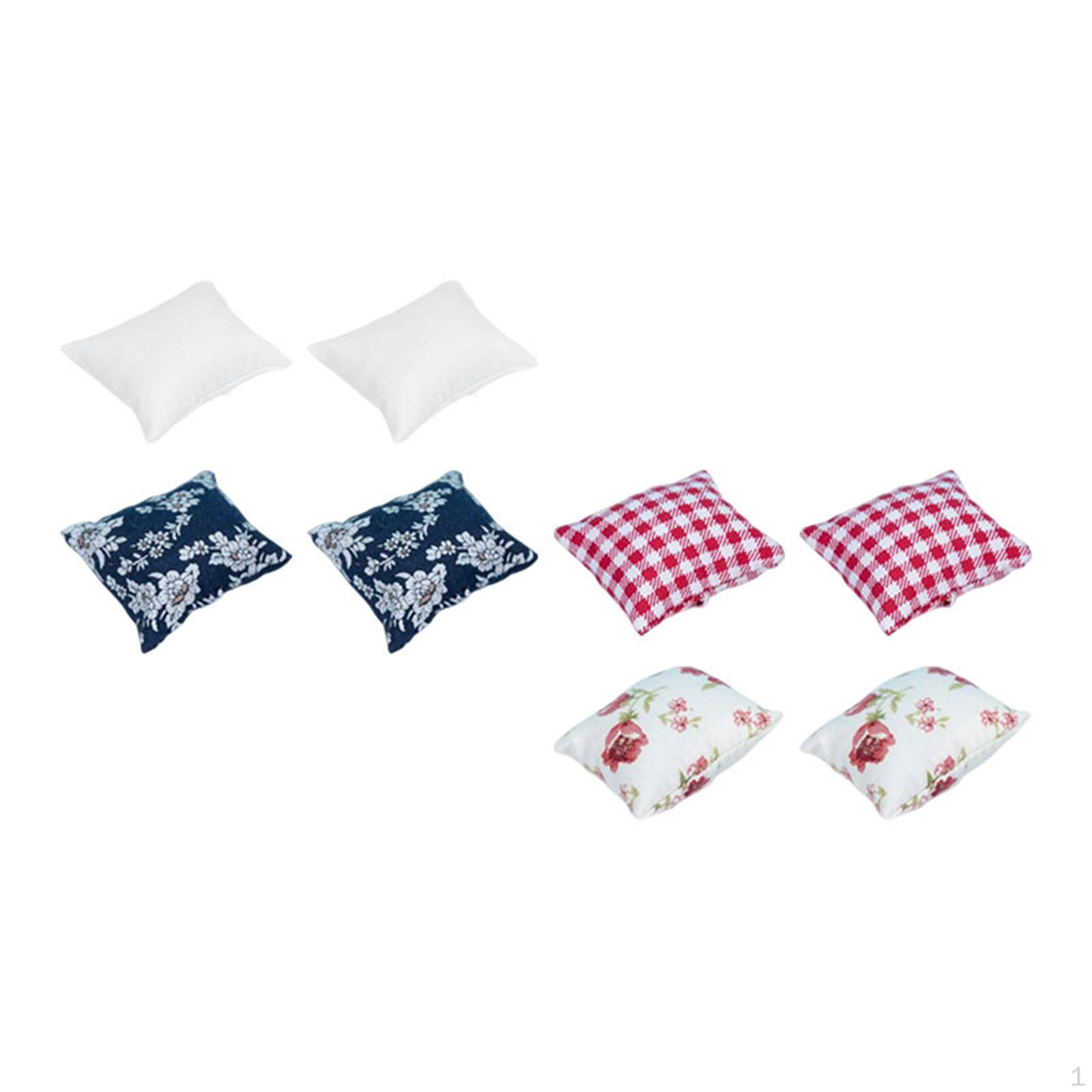 

8 Pieces 1:12 Dollhouse Pillow,Simulation Life Scene Sofa Bed Accessories,Living Room Miniature Style A