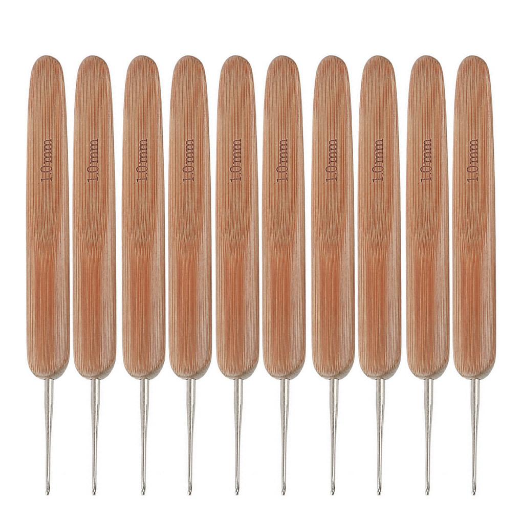 

10 шт. крючков для вязания с бамбуковой ручкой, швейные инструменты для вязания и вышивки, набор крючков для вязания