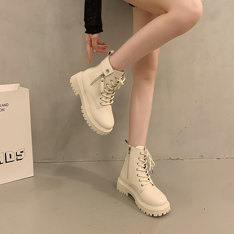 British style thick-soled heightening black Martin boots women's summer 2025 super fire new popular lace-up small short boots locomotive boots