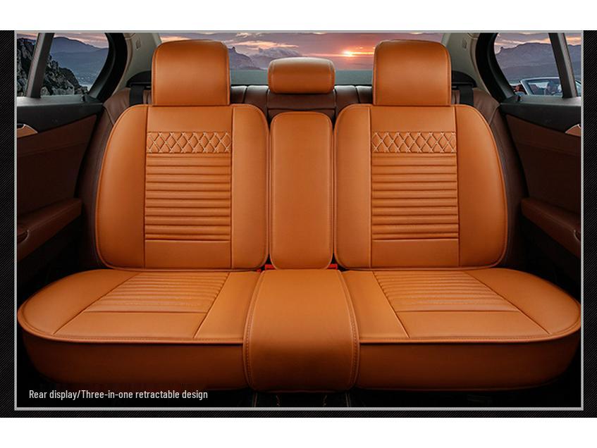 Universal Breathable Leather Car Seat Cover with Lumbar Support - Multi-Color Summer Cushion