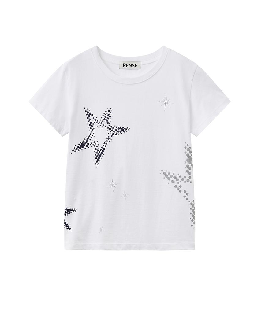 Lense Star Print Slim Fit T-Shirt White