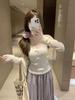 Korean Style Summer Sweet Bow Lace Trim Wool-Blend Knit Camisole Vest