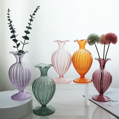 Big Belly Glass Vase Vintage Simple Colorful Clear Glass Hydroponic Vases Home Ornaments Office Dining Table Wedding Decorations