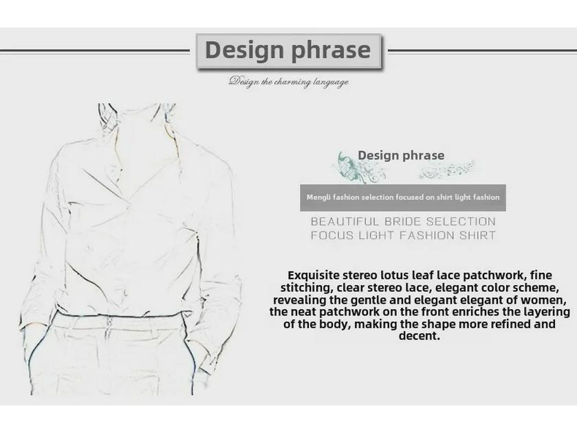 Spring Korean Style Doll Collar Ruffled White Chiffon Long Sleeve Slim Fit Women's Shirt