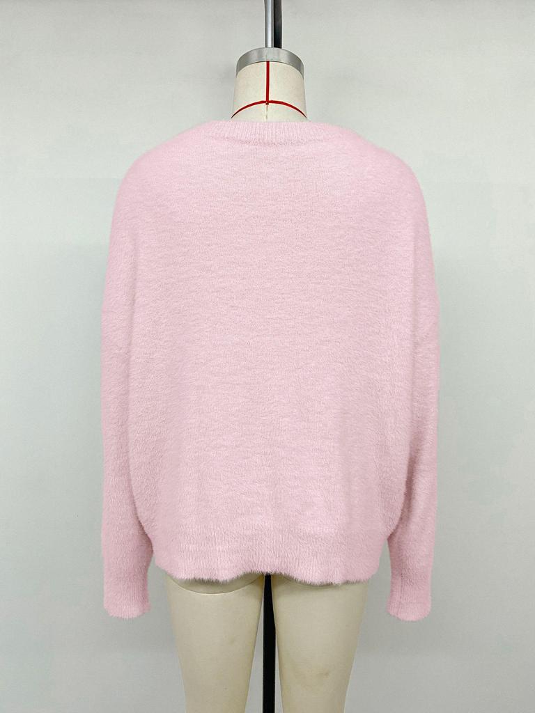 Autumn/Winter 2026 Loose European & American Style Wool Knit Pullover - Women's Long Sleeve Sweater