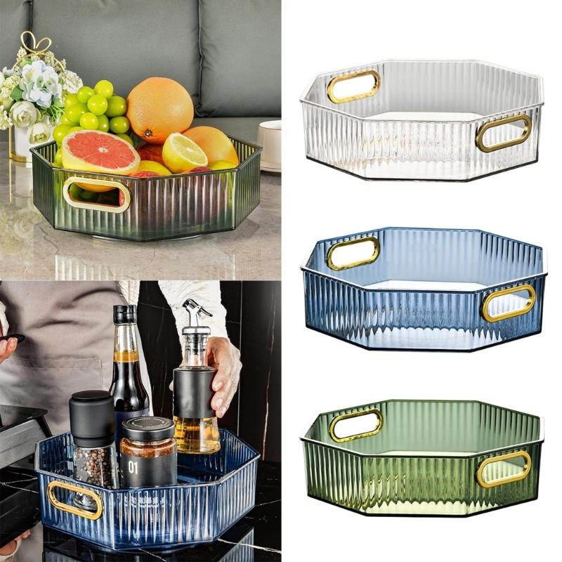 Turntable Storage Box Portable Fruit Basket Suitable for Cabinets Storerooms Kitchen Countertops Refrigerator Offices