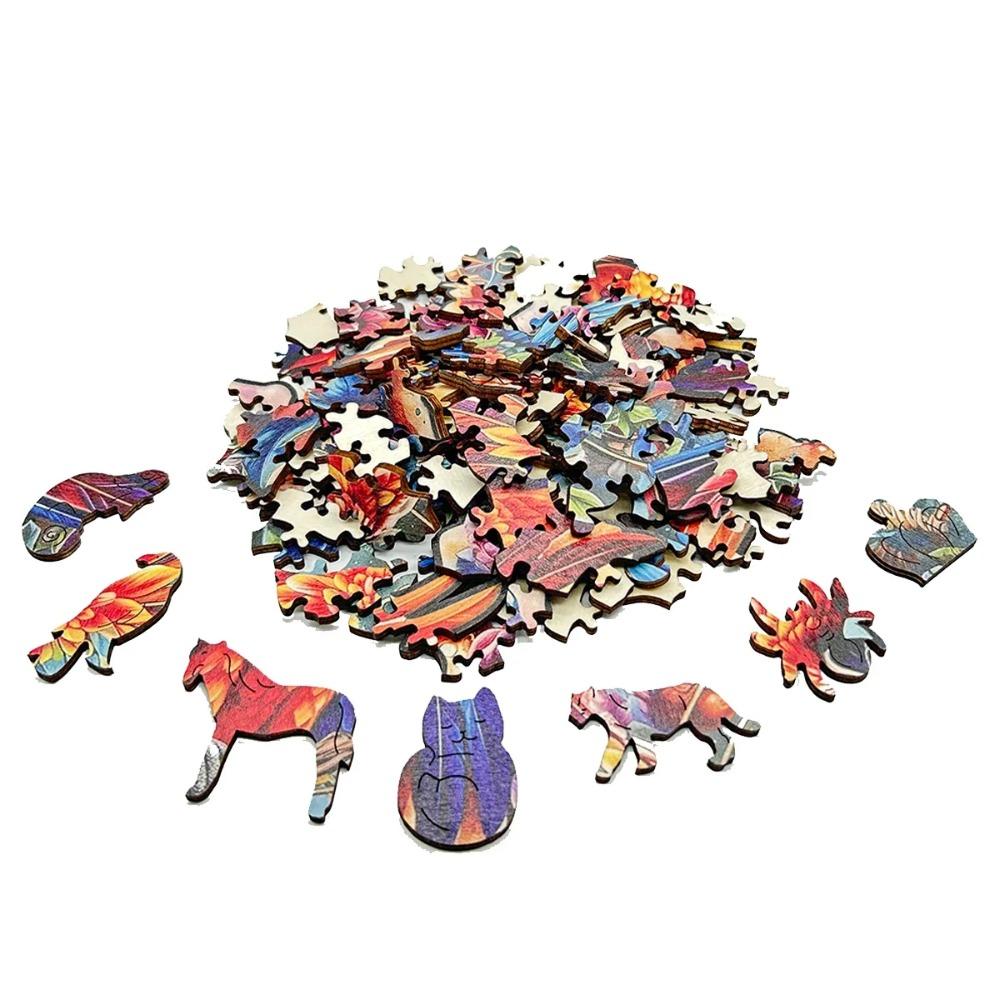 Irregular Animal Shaped Wooden Puzzle Colorful Succulent Wooden Puzzle Magic Puzzle Intellectual Toy Educational Toys Game Birth