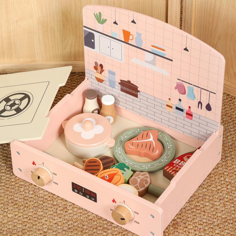 Kitchen Wooden Simulation Barbecue And Cooking Utensils Children Toy Set