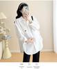 2025 Spring/Autumn Korean Style Cotton Casual Maternity Shirt - Trendy Plus Size Mid-Length for Moms