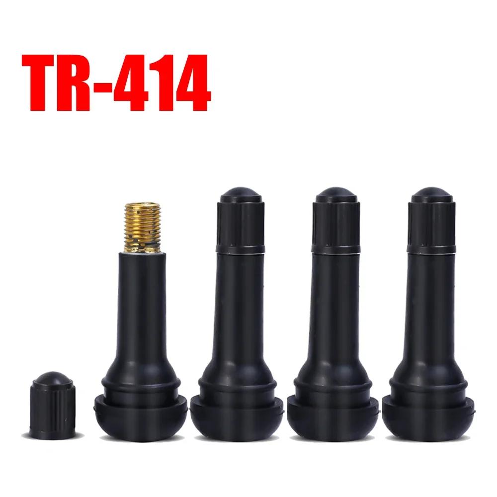 TR413 TR414 Vacuum Tire Valve Nozzle with Dust Cap Car Motorcycle Bicycle Snap-in Tubeless Tyre Rubber Valve Replaceable Parts 4pcs TR-414