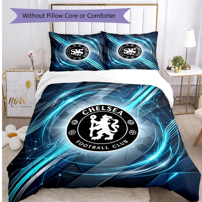 Set Lenzuola 3 Pezzi Stampato Chelsea FC Morbido Delicato sulla Pelle Lavabile Copripiumino e Federe Set Tutte le Stagioni Camera da Letto