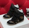 Hidden Inner Height Increase High-Top Women'S Shoes Color Matching Slope Heel Casual Velcro Sneakers Women
