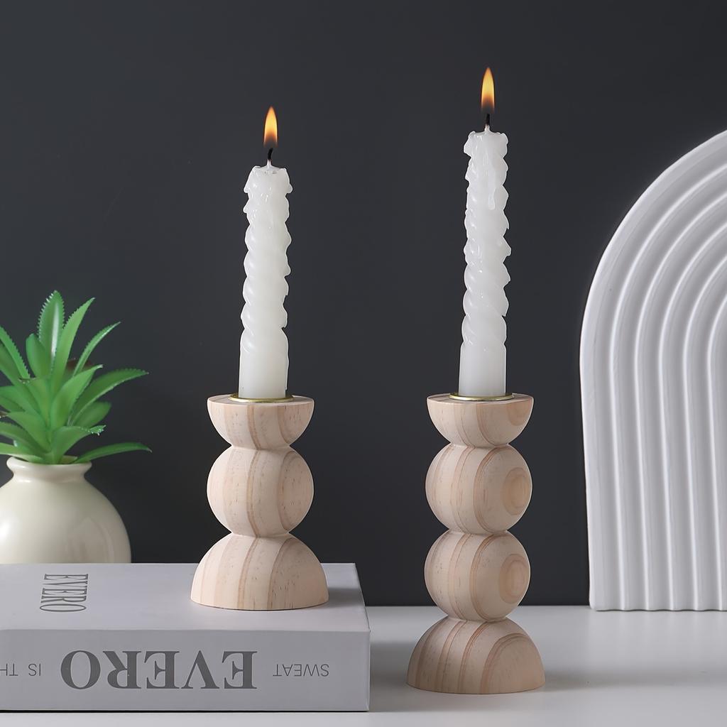 Retro Wooden Table Atmosphere Candle Holder, Anniversary Birthday Dating Atmosphere Decor, Table Living Room Table Decor