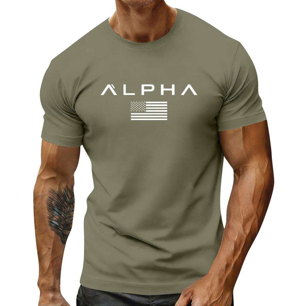 Men's Holiday Print Round Neck Short Sleeve Top Casual Sports Top