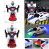 Exciting Deformable Robot Police Car Toy With Flashing Lights And Sounds For Kids