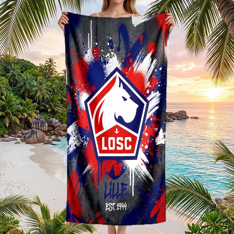 LOSC Lille FC Print Quick Dry Beach Towel Microfiber Absorbent Portable Travel Swimming Towel