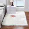 Modern Faux Fur Long Pile Carpet for Bedroom & Living Room - Machine Washable Solid Color Floor Mat