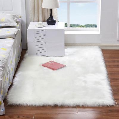 Tapete Moderno de Pelo Longo Falso para Quarto e Sala de Estar - Tapete de Chão Color Sólida Lavável à Máquina