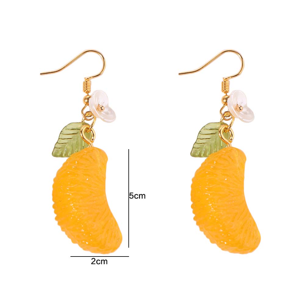 Leaf Orange Sliced Earrings Hook Piercing Y2K Handmade Earrings Creative Fruit Ear Jewelry  Women