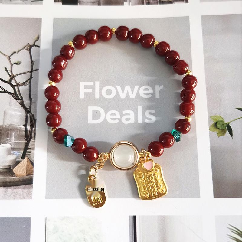 New Women's Mori Style Butterfly Glass Bracelet with Colorful Crackle Beads