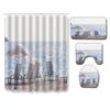 Beach Shower Curtain Floor Mat Combination Four-Piece Set Bathroom Toilet Carpet Shower Room Mat Foot Mat