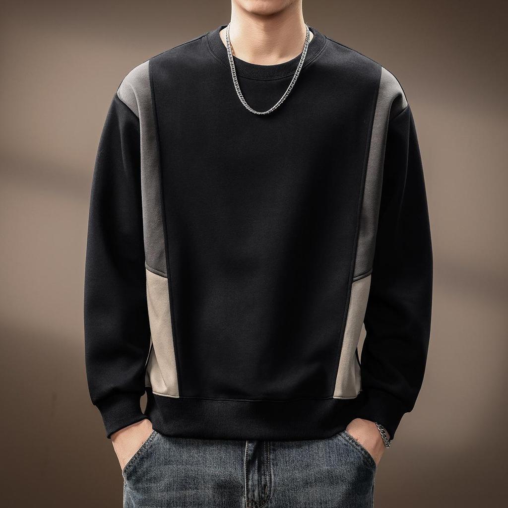 Luksusowa męska bluza z kapturem w stylu retro, patchwork w bloki kolorów, ciężka, jesienna kolekcja