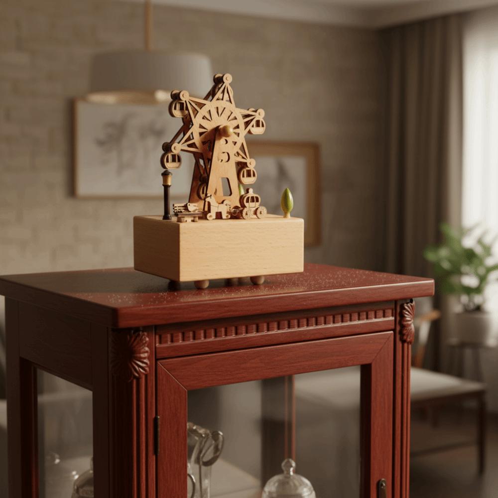 Rotating Carousel Wooden Carousel Music Box Wooden Material Musical Jewelry Box Children's Toys
