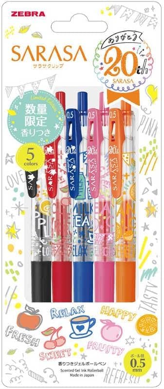 Zebra Sarasa Clip 20th Anniversary Scented Set [Limited Edition] 0.5 5-Color
