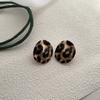 High Sense Unregelmäßige Runde Leopard Print Ohrringe Damen Lava Silber Nadel Trend Ohrringe