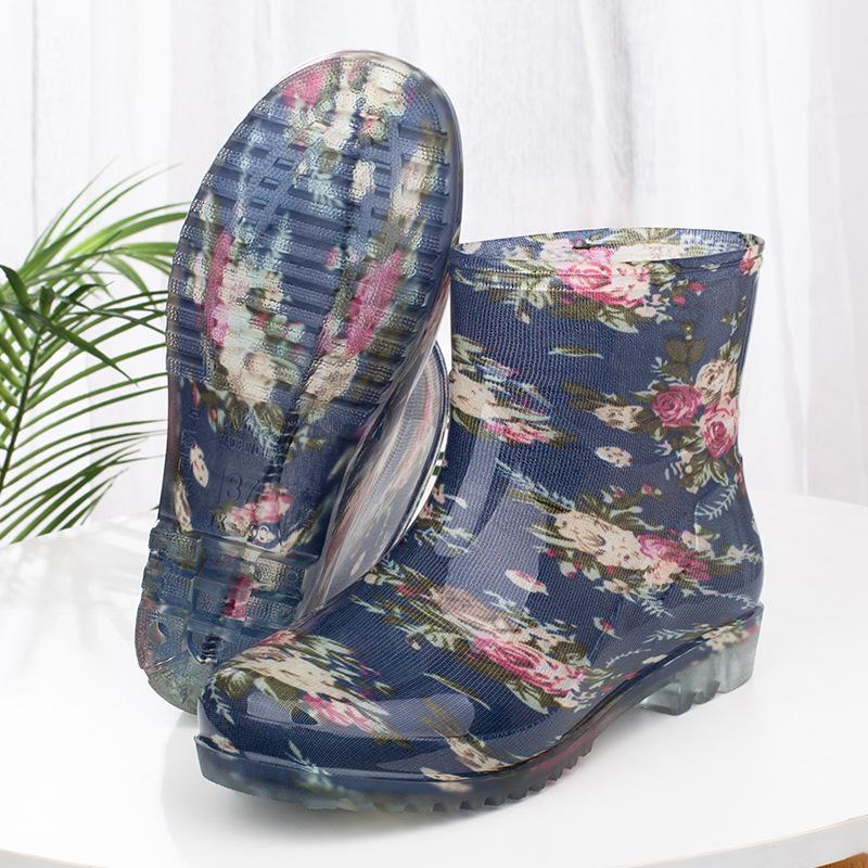 Water Shoes Low Tube Women's Rain Shoes Short Tube Women's Rubber Shoes Work Waterproof Non-slip Warm Water Boots Short Rain Boots