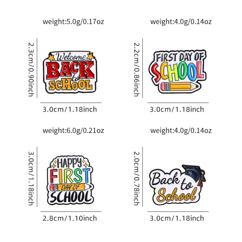 Colorful Back To School Collection Enamel Brooches Doctor's Hat Pens Happy First Day Pins Gift For Teacher Students