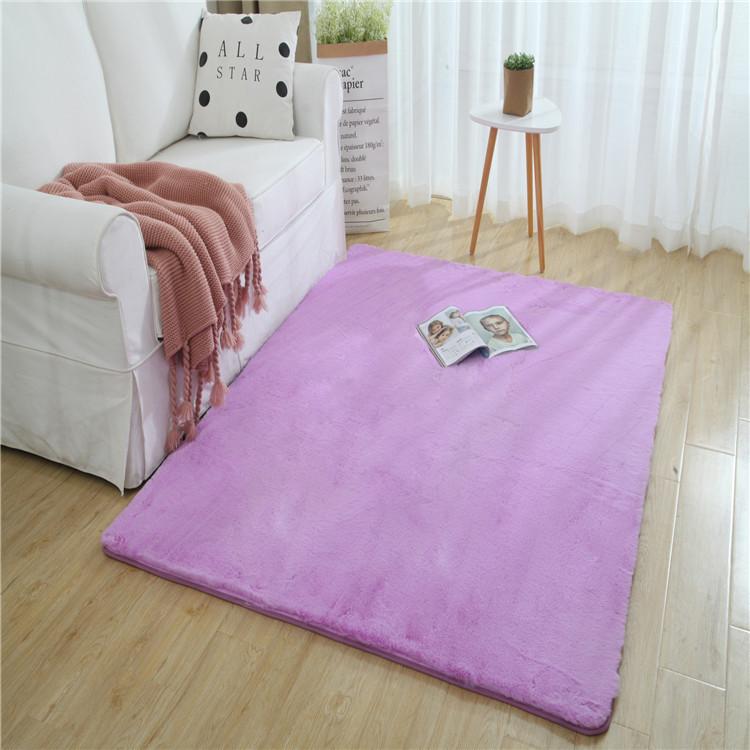 Inyahome Faux Fur Grey Rug for Bedroom Thick Fluffy Rug Non Slip Fuzzy Rabbit Fur Area Rug Shaggy Nursery Indoor Floor Carpet