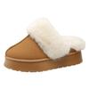 Fashion Women Thick Sole Faux Fur Slippers Winter Plush Warm Cotton Shoes Woman Indoor Outdoor Non Slip Fluffy Platform Slippers 2024