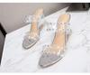 Strass Sandalen Damen Sommer Neue Sexy Kristall Transparente Schuhe mit hohen Absätzen Keilabsatz 1098 Serie 6cm LFD