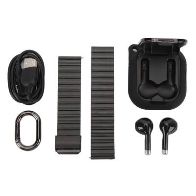 2 In 1 Smart Watch with Earbuds 2.01 Inch TFT Touch Screen Bluetooth Call Music Play Step Count