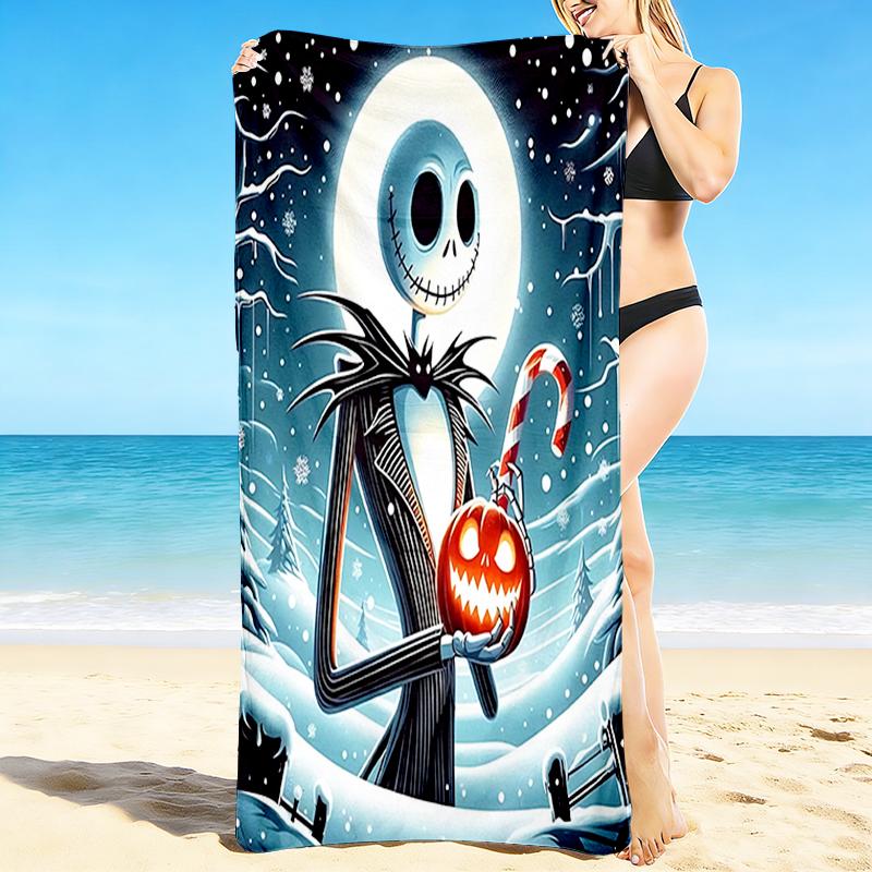 1Pc Nightmare Before Christmas Beach Towel, Quick Dry, Multi-Use for Beach Pool Gym Yoga Home Travel, Christmas, Halloween, Xmas Gift S537