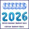 32inch 2026 Foil Balloons Color New Year Party Decorations Anniversary Supplies 12 Inch Glitter Latex Balloons Photo Booth Props
