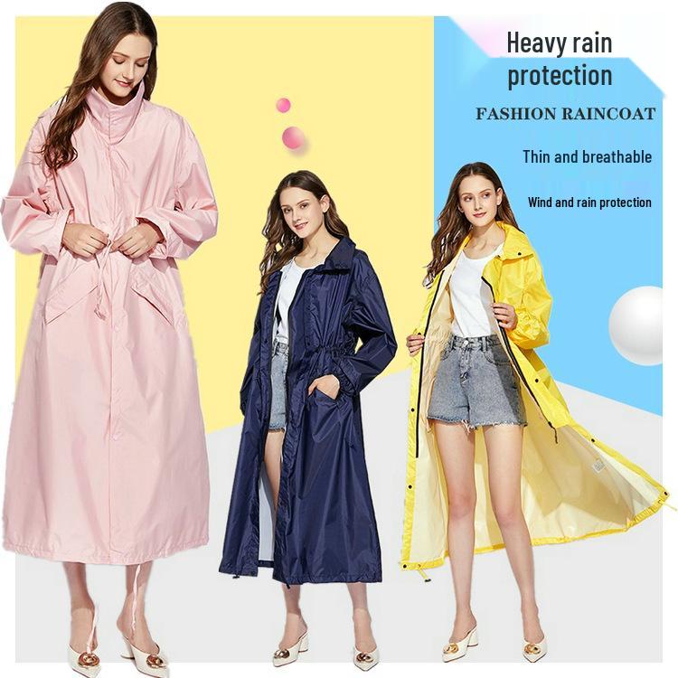 Extra-Long Lightweight Breathable Japanese Polyester Pongee Umbrella Cloth Raincoat Poncho