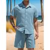 Men’s Shirt, Casual Loose-fit Short-sleeved Top and Shorts Beach Set
