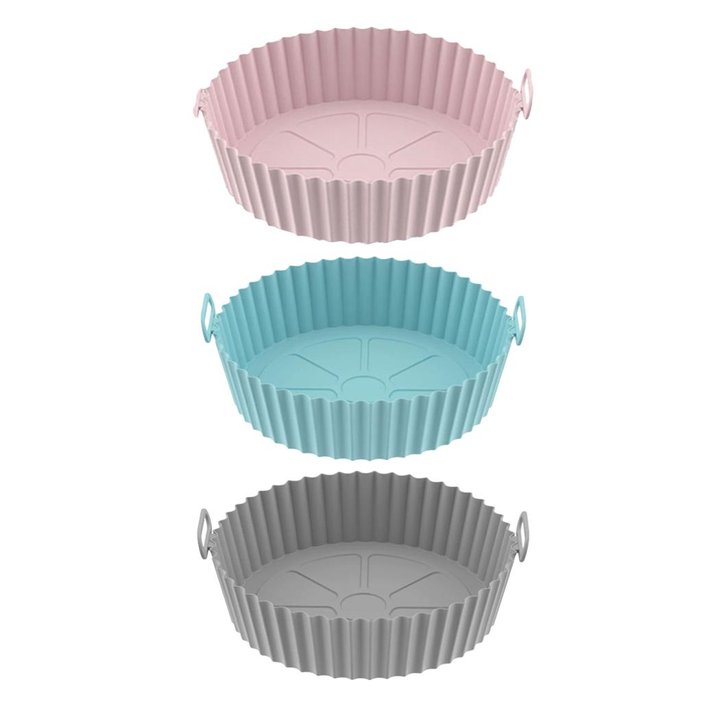 3pcs Round Fryer Silicone Liners Reusable Non Stick Fryer Silicone Pot Liner Reusable Baking Tray