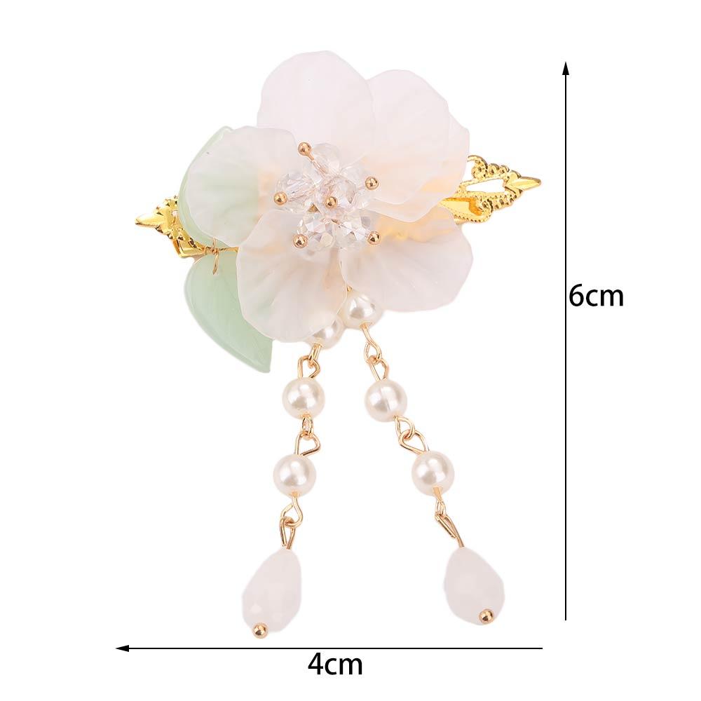 Bride Accessories White Crystal Ancient Style Green Leaf Hairpin Girls Hairpin Hair Clips Headdress