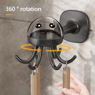 360 Degrees Rotating Kitchen Utensil Holder Under Cabinet Kitchen Utensil Hooks Drilling Free Adhesive Kitchen Utensils Hanging Rack