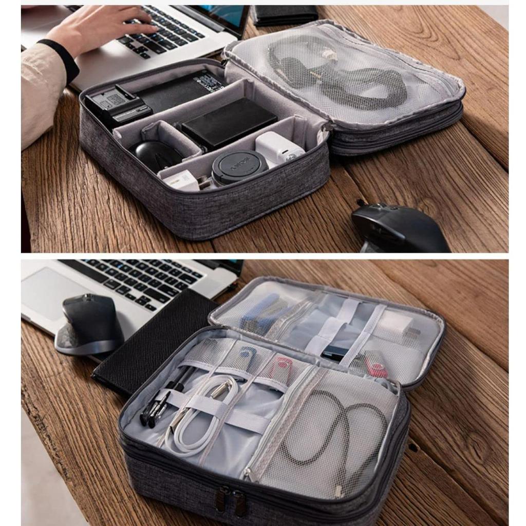 RERACO Gadget Large Power Supply Laptop PC Lightweight Pouch, Capacity, Waterproof, Storage, Peripherals, 3-Layer Design, Charger, Cable, Bag, Travel,