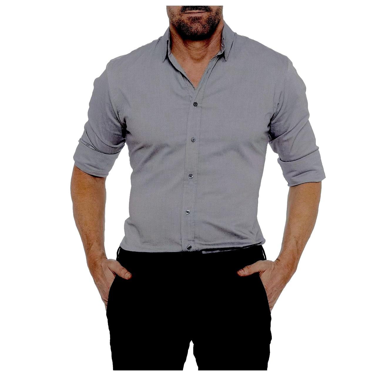 

Men s Casual Shirt Cotton Shirt Slim Tops Long Sleeve Tee Shirt Zip Shirt Solid Color High Quality Long Sleeve Shirt Men S сірий