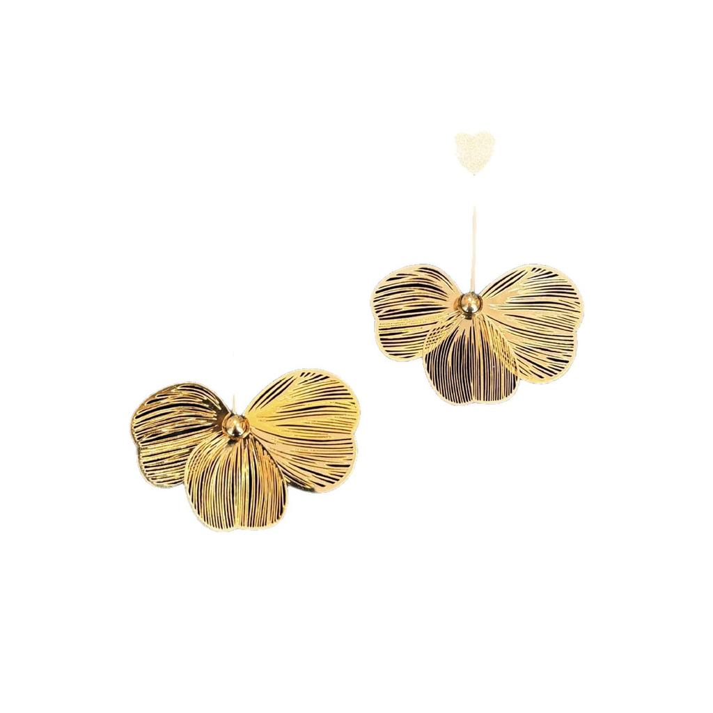 European & American Metal Texture Heart & Ginkgo Leaf Flower Tassel Earrings for Women