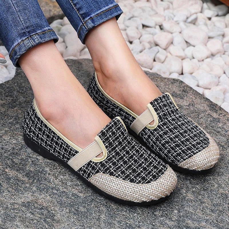 24 new cloth shoes women's breathable casual versatile color matching fashion platform canvas shoes one pedal casual single shoes