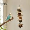 Rattan Ball Parrot Toy Chew Toy, Pine Cone Bird Wooden Blocks Enrichment Cage Accessories for Small Medium Parrots Foraging Biting
