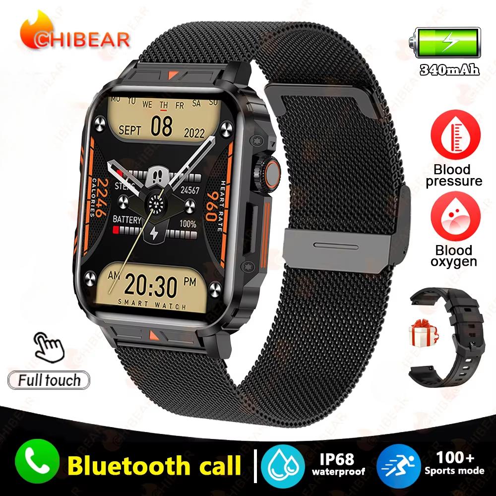 2025 New 1.95 Outdoor Military Man Smart Watch Men Bluetooth Call Smartwatch Men For Android IOS IP68 Waterproof Ftiness Watches